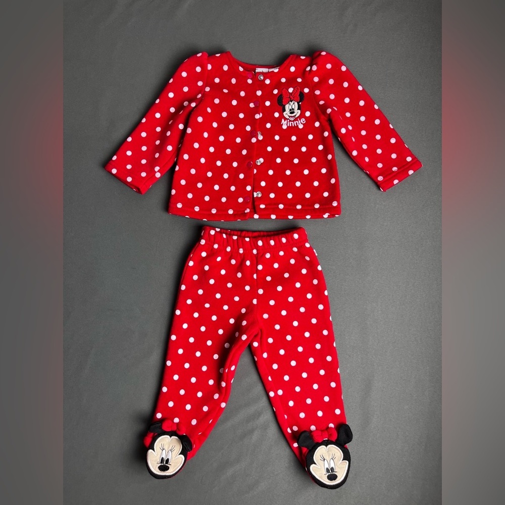 Disney  Red/White Polka Dot Minnie Mouse Jacket With Pants  Sz 3-6 M